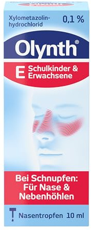Olynth® E 0,1% Nasentropfen Schulkinder und Erwachsene, 10 ml | Befreit verstopfte Nasen schnell und langhaltend für bis zu 12 Stunden