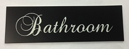 BATHROOM ENGRAVED ACRYLIC SIGN 110X35MM SIGN DOOR PUB CLUB HOTEL BAR RETAIL (BLACK)