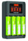PeakPower Premium Schnellladegerät AA AAA, NiMH Batterie Ladegerät mit Einzelschacht-Ladung und LC-Display, Akku Ladegerät mit 4 Akkus AA Batterien wiederaufladbar