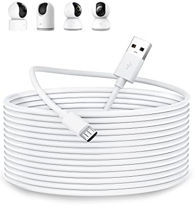 ACOCOBUY Cavo Micro USB 10m, Cavo USB Micro USB per XIAOMI 360° Home Security Camera 2K Pro, per Mi 360° Camera (1080p), Cavo di ricarica da USB a Micro USB per Telecamera di Sicurezza, Bianco