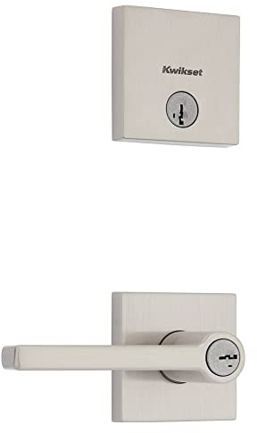 Kwikset 991 Halifax Keyed Entry Lever and Single Cylinder Deadbolt Combo Pack Featuring SmartKey and Microban in Satin Nickel