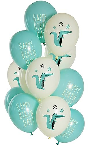 Folat 25133 Set de Globos Premium - Birthday Crocodile 33cm - 12 piezas Látex Globos Helio o Aire para Fiesta Decoracion, Cumpleaños, Bodas, Despedida de soltero, Aniversario, Bautizos, Comunion