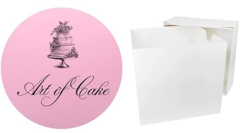 Art of cake® BABY PINK MATT MASONITE CAKE BOARD (5MM THICK) AND WHITE TALL CAKE BOX (12 INCH)