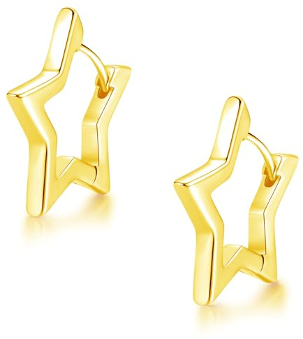 Cangall Stern Silber 925 Klein, Sternform Ohrringe, Knorpel Schlafen Stern Ohrringe Gold für Damen Mädchen, Huggie Kreolen Stern Ohrschmuck