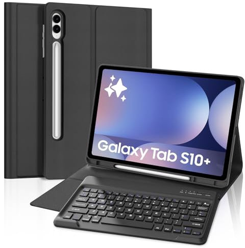 FOGARI Samsung Galaxy Tab S10 Plus/S9 FE Plus/S9 Plus 12.4 Keyboard Case,Detachable Bluetooth UK Version Keyboard for Samsung Tab S10+ 2024/S9 FE+ 2023/S9+ 2023, Black