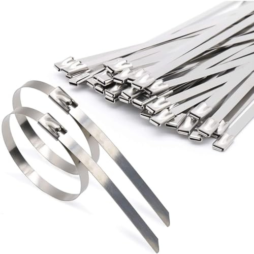 Westspark 100PCS Stainless Steel Tie, SS304 Stainless Steel Tie, Metal Cable Ties with Rolling Self Locking,Steel Locking Ties 4.6 * 200mm