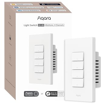 Aqara Smart Light Switch H2 (2-in-1 Neutral, 4 Buttons, 3 Channels), Thread/Zigbee Protocol, Wall Switch for Smart Home, Supports Apple Home, Google, Alexa, Matter Over Thread