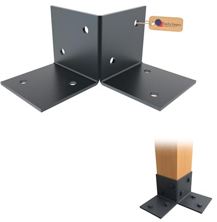 GeZu Impex Pergola Floor Bracket 121x121mm Anthracite Powder Coated Set of 12 Wooden Pergola Kit Floor Plates Ground Fixing Floor Support Post Connector Bracket