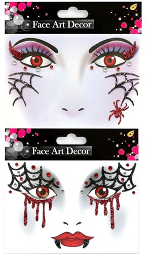 ALEGRE Halloween Gesichtstattoo Spinnennetz Face Art Sticker,Halloween Temporäres Tattoo,Spinnennetz Glitzer Aufkleber Gesichtstattoo Karneval,Ablösbare Tattoo Gesicht Kinder für Motto Party,Fasching