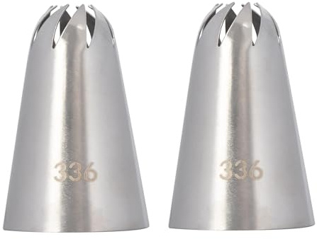 Qxmiguel Frosting Tips 2PCS 336 Closed Star Piping Tip, Large Stainless Steel Piping Nozzle, for Cupcakes Swirl Baking Tools Piping Tip