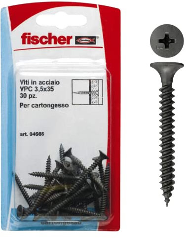 Fischer Schrauben für Gipskarton, Stahl, 50 Stück VPC 3,5 x 35