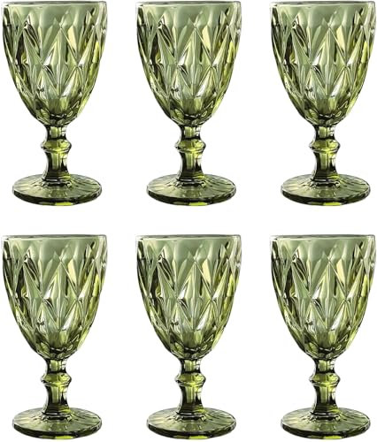 Vintage Parte 6 Juego Autobuses De Roma Rey Copa De Vino Vidrio Vasos Copas De Vino Vaso De Agua Vaso Highball - Green