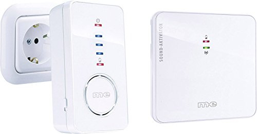 m-e modern-electronics 1676611 41156 Funkklingel Komplett-Set beleuchtet, klangaktiv, Weiß