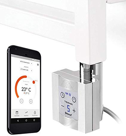 Heizpatrone für Badheizkörper mit App - Steuerung, chrom, weiss, elektrischer Heizstab für Handtuchheizkörper, elektro, Elektrobadheizkörper, anapont (600 Watt, weiss)