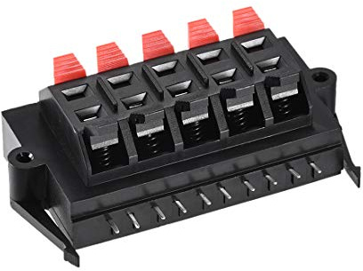 sourcing map Streifenblock Schwarz Rot WP10-11 | 10-poliger Federkraft-Lautsprecheranschluss Klemmen Clip Push-Release Audiokabelanschlüsse