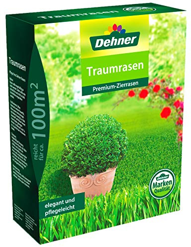 Dehner Rasen-Saatgut Traumrasen, Premium-Zierrasen, 2.5 kg, für ca. 100 qm, Grün