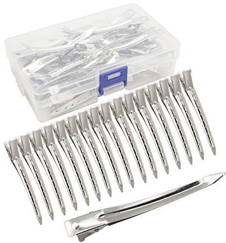 JOYOYO 40 Pcs Pin Curl Clips Sectioning Hair Clips Metal Alligator Roller Clip for Hair Styling - Duck Billed Clip 3.5 Inch with Storage Box Silver