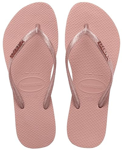 Havaianas Slim Logo Metallic, Infradito Donna, Rosa (Crocus Rosa/Albicocca Rossa), 33/34 EU
