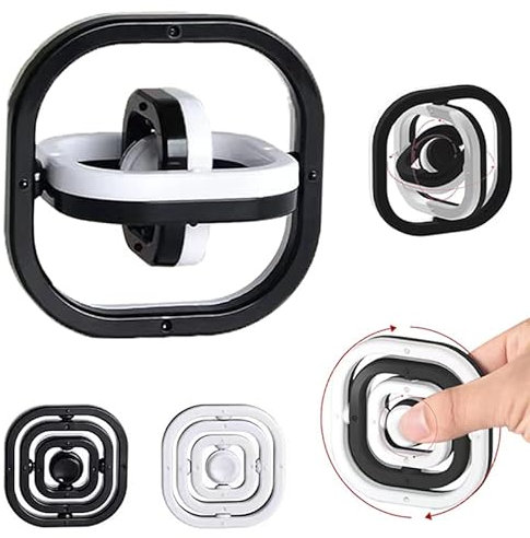Yeefunjoy Fidget Toy, Jouet de Doigt Fidget à Main 3D Noir et Blanc, Hand Tri Finger Gyro Toy, Infinite Fidget Toys Jouets Cadeau pour Adultes et Enfants Soulagement Stress Anxiété