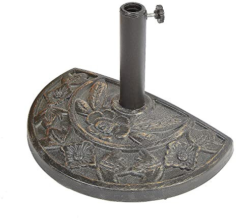 Coopers of Stortford Half Parasol Base Bronze 9kg with a Rose Design 47 x 8 x 51cm