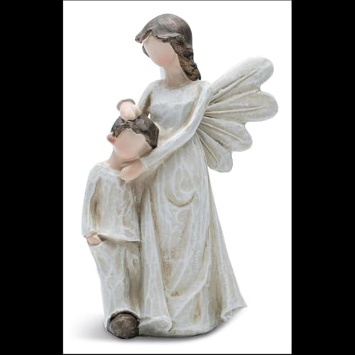 Fritz Cox Schutzengel mit kleinem Jungen | moderner Engel mit Kind | in Geschenkverpackung | ca. 10cm