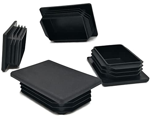 4 Pack 2 x 3 Inch Rectangle Plastic Plug Insert, 50mm×75mm Black End Cap for Metal Tubing, Fence, Glide Insert for Pipe Post, Chairs and Furniture