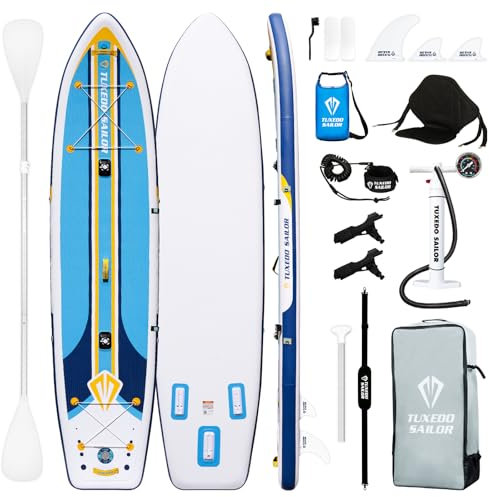 Tuxedo Sailor Stand Up Paddle Board 240/320/365cm Inflatable Paddle Boards for Adults and Kinder Stand Up Paddling Board, SUP Board mit Standup Paddle Zubehör (Fishing Diamond Blue)
