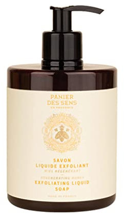 Panier des Sens - Marseiller Flüssige Handseife – Honig Peeling Handwäsche - 96% natürliche Inhaltsstoffe -Feuchtigkeitsspendende Seife mit Kokosnussöl -Nachfüllbare Flüssigseife Bad & Küche - 500 ml