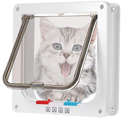 Hundeklappe Hundeklappen Mittlere PVC-Tür Katzenzubehör Für Haustiere Katzenklappen Für Türen Kleine Katzenklappe Intelligente Katzenklappe Katzenklappen Für Holztüren Katzentür Weiß,M