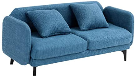 predolo Maßstab 1:12 Puppenhausmöbel Miniatur Sofa Puppenhaus Zimmermöbel Puppenhaus Handwerk DIY Geschenke, Blau