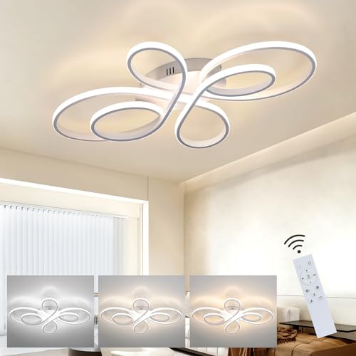 ZMH LED Deckenlampe Weiß 80cm 78W 6000-6500K Dimmbar Wohnzimmerlampe | Fernbedienung Modern Deckenbeleuchtung Schlafzimmer Esszimmer Büro Küche Flackerfrei Augenschonend Stabil Langlebig