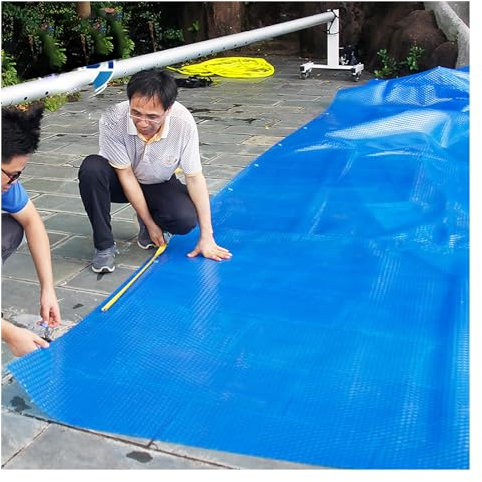 Solarplane Abdeckplane Pool Rechteckige Solar-Poolabdeckung Für Den Bodeneinbau 6 8 10 12 14 16 18 20 Fuß, Blaue, 16 Mm Dicke Luftpolster-Wärmespeicherdecke Pool-Sicherheitsschutz, Wärmedämmfolie ( Si