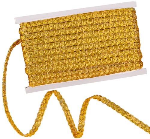 PH PandaHall Cavo In Poliestere Intrecciato Dorato, 18m Corda Piatta Treccia Trim 3-Ply Crafting Cord Trim Filo Stringa Nastro per Costume Cucito Fai Da Te Artigianato Fai Da Te Decorazioni per Casa