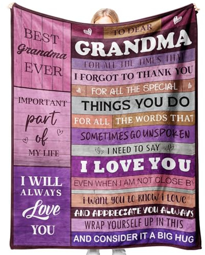 CheriGift Grandma Gifts, Grandma Birthday Gifts - Soft Flannel Blanket 50x60in (Purple) - Presents for Grandmother on Birthday, Mothers Day, Christmas