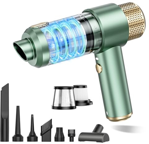 JONYJ Handheld Car Vacuum Cleaner, 16000PA Hand Held Vacuum Portable Cordless, 2 in 1 Air Duster and Vacuum Cleaner with LED Light, Multi-Nozzles, 120W High Power Mini Vacuum for Home, Pet, Office