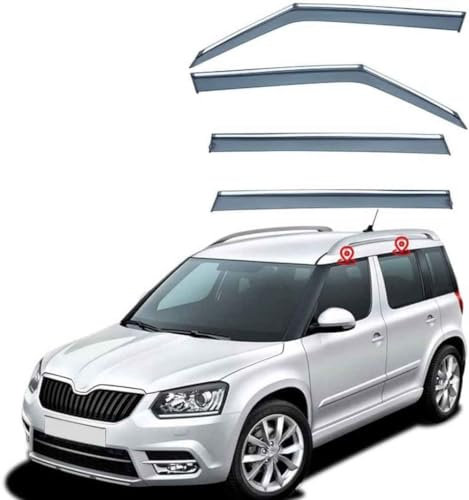 Sports Windabweiser Regenabweiser für Skoda YETI MK1-5L 2009-2017, Integrierte Deflektoren, 4 Stück, Langlebig & Robust, Leichte Installation