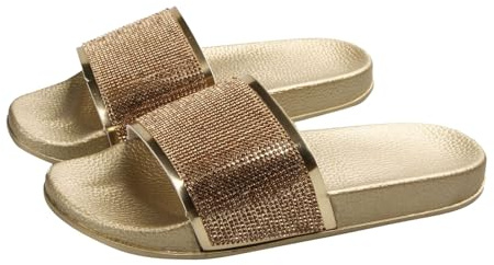 Genérico Chanclas Pala para Mujer Chanclas Hombre Zapatillas de Mujer de Colores con de imitación Mujer, Gruesa, cómodos y versátiles Zapatos de Playa Chanclas Verano Chanclas Goma Mujer (Gold, 39)