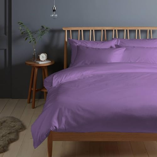 Pizuna Bettwäsche 140x200 + 70x90 Baumwolle Lila 400 Fadenzahl | 2-Teilig 100% Langstaple Baumwolle Bettbezug und Kissenbezug, Mako Satin Bettwäscheset 140x200 + 70x90 Mako Satin