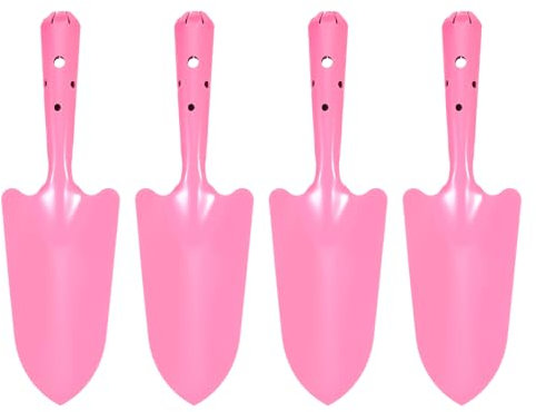 sourcing map Lot de 4 mini pelle à main en métal coloré de 27,9 x 7,6 cm pour repiquer, transplanter, planter des fleurs, désherber, transplanter le jardin, rose