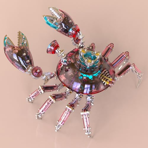 UpGLeuch Bunte 3D Metall Puzzle Erwachsene Krabbe mit Licht | 3D Modellbausatz Metall für Erwachsene mit Werkzeugen, Desktop Ornaments Spielzeug Geschenke
