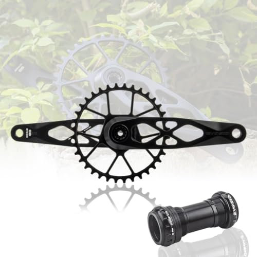 HZXQCVB 165/170/175mm Mountainbike-Kurbel Dub Achse 29mm Hohl Einteilige Kurbelarmset Mit Tretlager 32T/34T/36T/38T GXP Kettenblatt Für Enduro/AM/DH(170mm Black,38T)