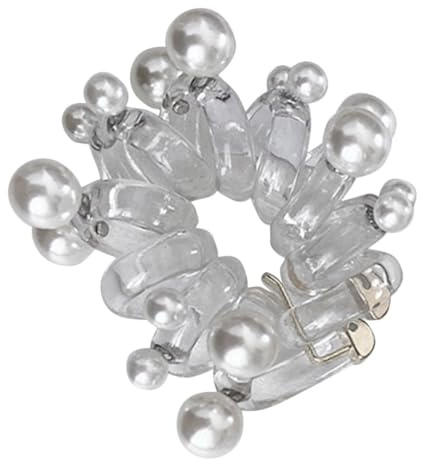 Healvian Haargummi mit Perlen Kleine Elastische Haargummis aus Kunststoff in Spiraliger Form als Stylisches Haaraccessoire für Damen zur Fixierung von Haarsträhnen im Alltag und Partys
