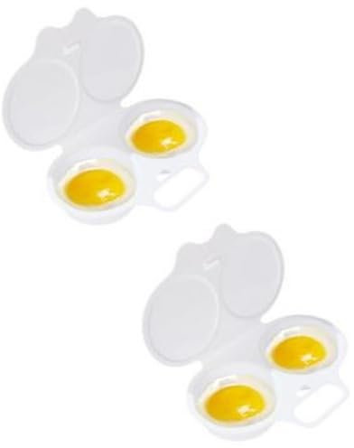 2 Pack Microwave Egg Boiler Poacher, Reusable Poached Egg Maker Microwave Egg Cooker, Microwave Poached Egg Maker Double, Nonstick Poached Egg Moulds with Lid, Home Kitchen Gadgets Multifunctional