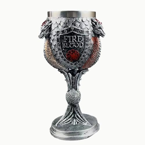 Stgbcst Taza de café de resina de Game of Thrones con creatividad 3D, vintage, resina, 21 x 10 cm, para Halloween, bar, accesorios de fiesta (copa de dragón de tres caras)