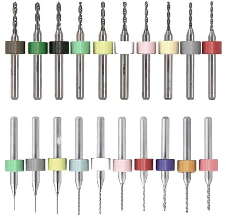 GisWell 20 Stück Mini Bohrer Set, Präzisions Mini Bohrmaschine aus Wolframstahl für Metall und Leiterplatten,0.1-1.0MM 1.1-2.0MM Gravierbohrer,für Feinbohrungen
