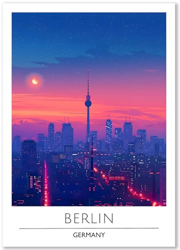 Happymotive Berlin Poster Deko Schlafzimmer | Wanddeko & Wandbilder Wohnzimmer | Aesthetic Room Decor | Bilder als Kunstdrucke in A2 40x60, A3 30x40, A4 20x30 300g Papier ohne Rahmen