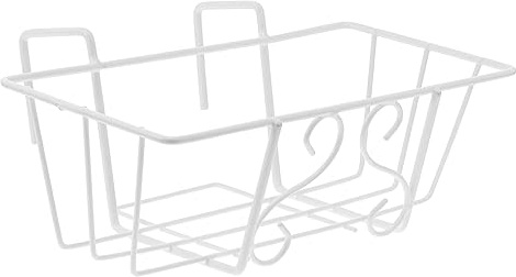 Yardwe Support à Fleurs Suspendu en Fer Blanc pour Balcon et Rambarde, Jardinière Carrée 32 Cm, Pot de Fleurs Extérieur Robuste pour Terrasse et Décoration de Plantes