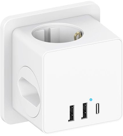 Steckdosenwürfel ohne Kabel mit USB C, Würfel Mehrfachsteckdose mit USB,4000W Cube Steckdosenleiste,Mehrfachstecker für Steckdose,Steckdosenadapter für Zuhause & Büro