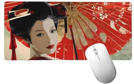 Japon Tapis de Souris XXL 900 x 400 x 3mm, Tapis de Souris Gamer Femme Mouse Pad, Antidérapant en Caoutchouc et Bords Cousus, Haute Précision et Vitesse, sous Main Bureau, Gaming Accessoire H-980