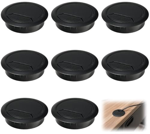 COYUN 6 Pièces Cache-Câble en Plastique pour Tables, Passe-câbles de Bureau, Encastrable Passe Câble, Cache Cable Bureau, Passe Fil, Passage de Câble, pour Passe-Câbles,Organisez Les Fils,Ø 60 mm,Noir